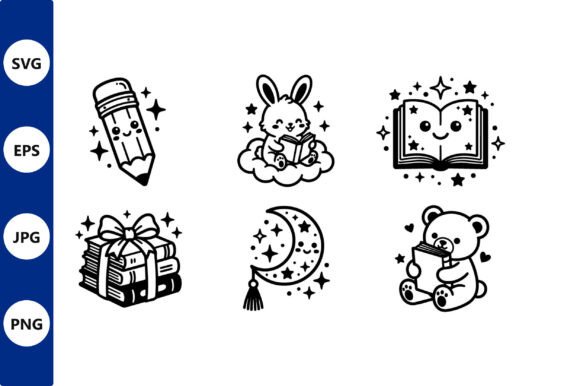 Download Cute Doodle Pencil Bunny Books - Premium Bundle