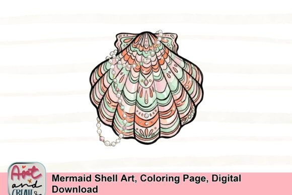 Download Mermaid Shell Art, Coloring Page, Digital Download - Premium Bundle