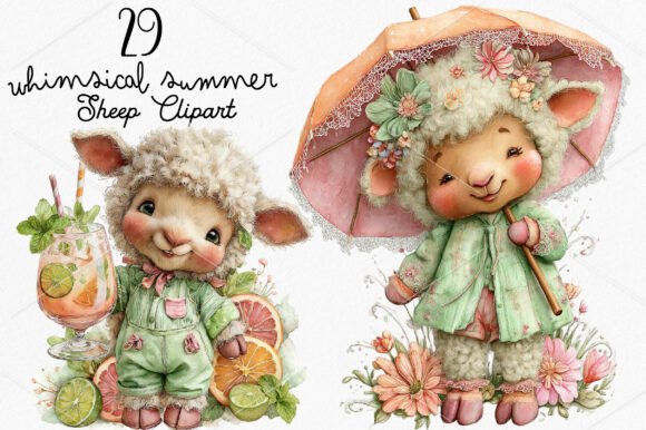 Download Whimsical Summer Sheep Clipart Bundle - Premium Resources
