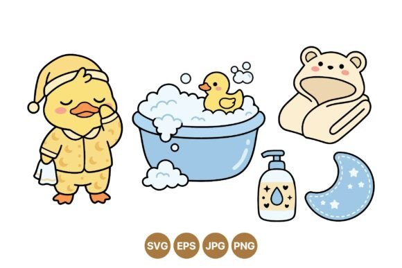 Download Cute Baby Bath Time Clipart - Premium Bundle